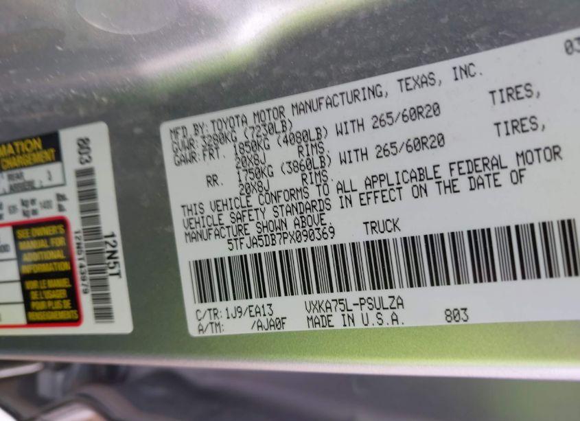 Photo 9 of 2023 Toyota Tundra LIMITED (VIN 5TFJA5DB7PX090369)