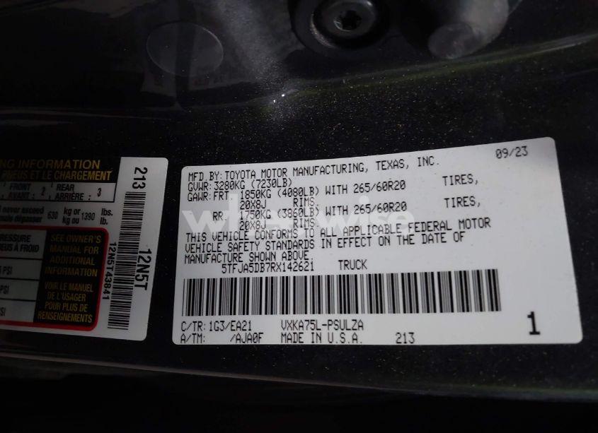 Photo 9 of 2024 Toyota Tundra LIMITED (VIN 5TFJA5DB7RX142621)