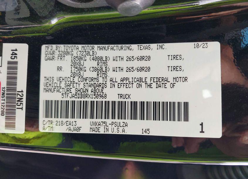 Photo 9 of 2024 Toyota Tundra LIMITED (VIN 5TFJA5DB8RX150968)