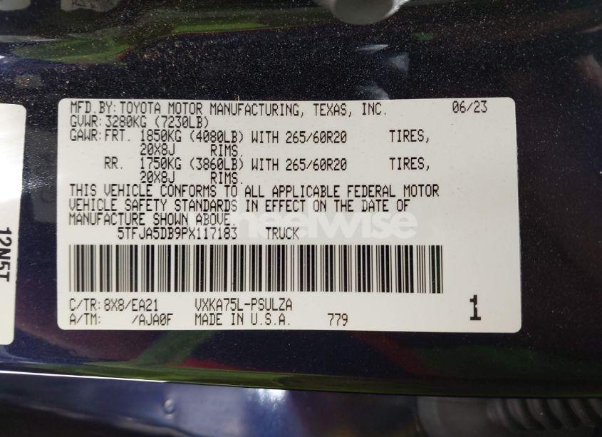 Photo 9 of 2023 Toyota Tundra LIMITED (VIN 5TFJA5DB9PX117183)