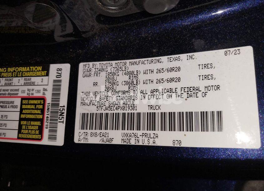 Photo 9 of 2023 Toyota Tundra LIMITED (VIN 5TFJA5EC4PX019301)