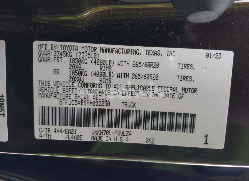 Photo 9 of 2023 Toyota Tundra HYBRID LIMITED (VIN 5TFJC5AB6PX002250)