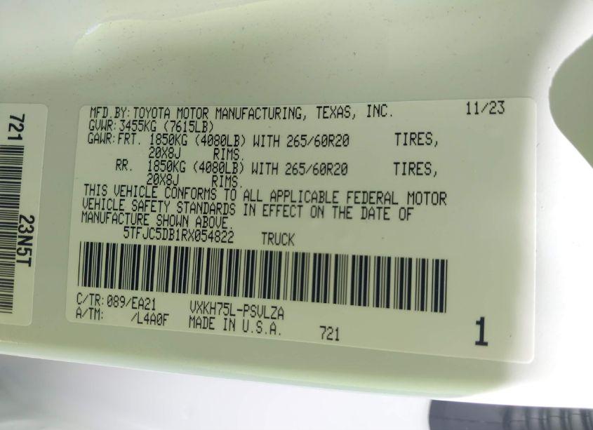 Photo 9 of 2024 Toyota Tundra HYBRID LIMITED (VIN 5TFJC5DB1RX054822)