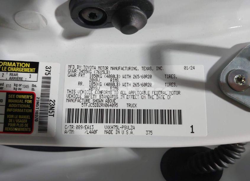 Photo 9 of 2024 Toyota Tundra HYBRID LIMITED (VIN 5TFJC5DB2RX064095)