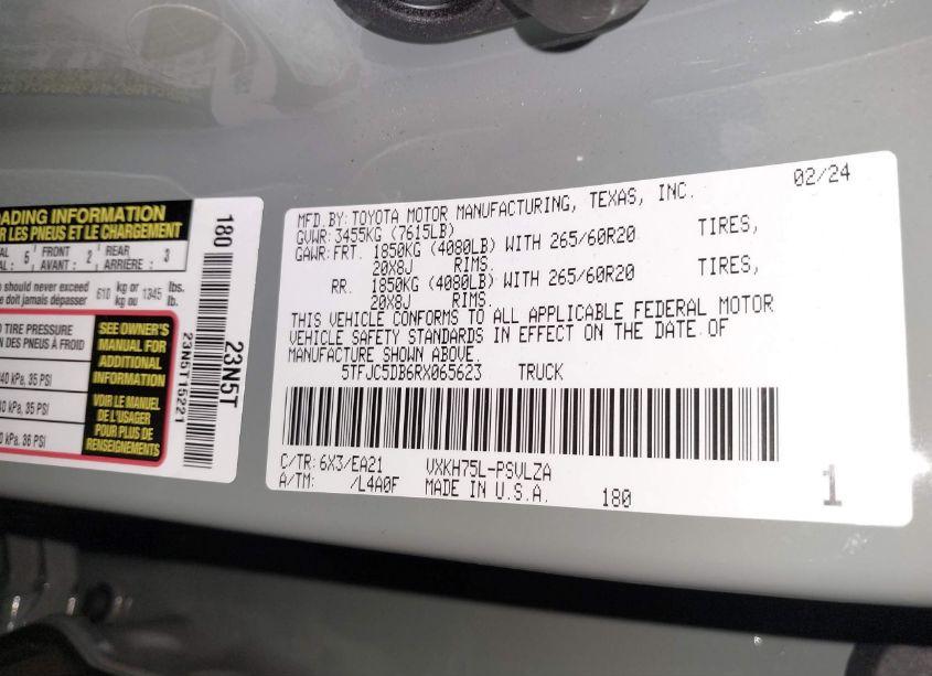 Photo 9 of 2024 Toyota Tundra HYBRID LIMITED (VIN 5TFJC5DB6RX065623)