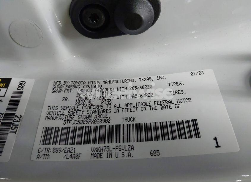 Photo 9 of 2023 Toyota Tundra HYBRID LIMITED (VIN 5TFJC5DB9PX020902)