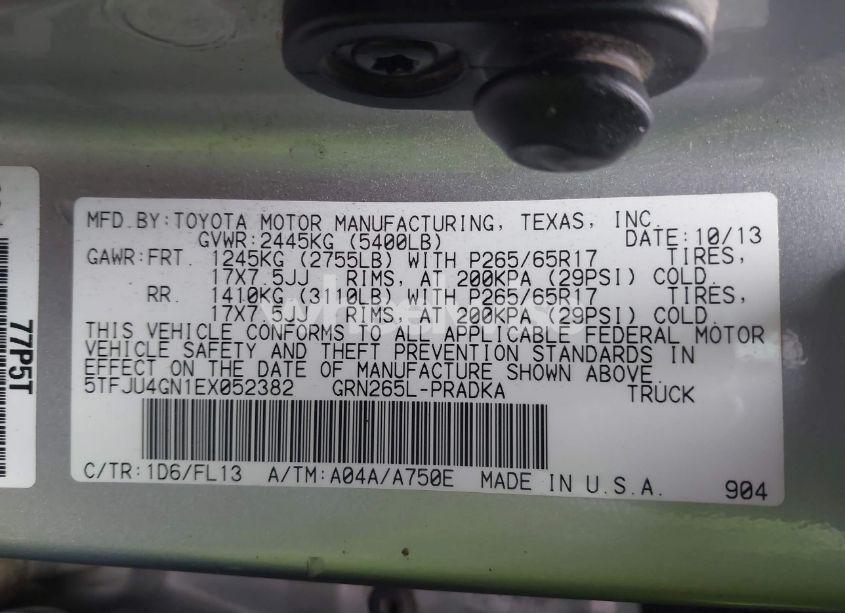 Photo 9 of 2014 Toyota Tacoma DOUBLE CAB PRERUNNER (VIN 5TFJU4GN1EX052382)