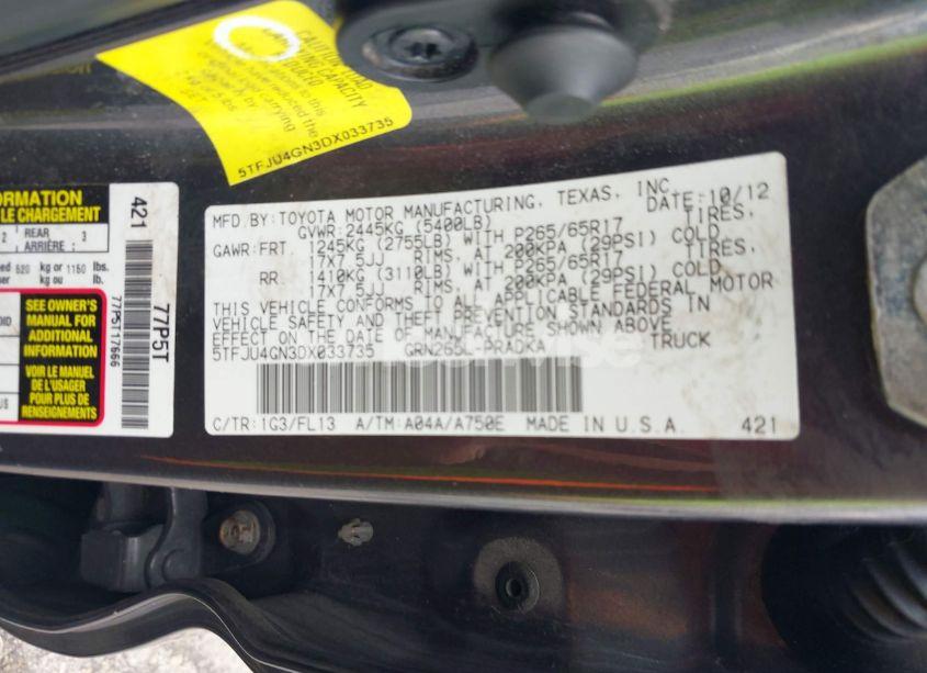 Photo 9 of 2013 Toyota Tacoma DOUBLE CAB PRERUNNER (VIN 5TFJU4GN3DX033735)