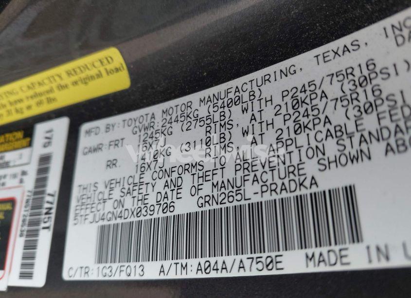 Photo 9 of 2013 Toyota Tacoma DOUBLE CAB PRERUNNER (VIN 5TFJU4GN4DX039706)