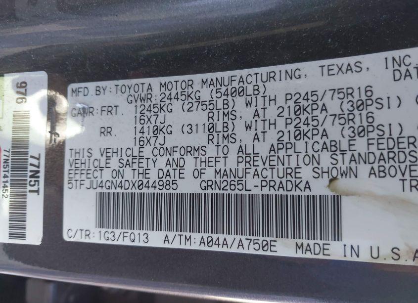 Photo 9 of 2013 Toyota Tacoma DOUBLE CAB PRERUNNER (VIN 5TFJU4GN4DX044985)