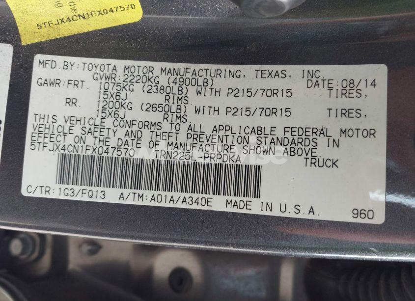 Photo 9 of 2015 Toyota Tacoma (VIN 5TFJX4CN1FX047570)