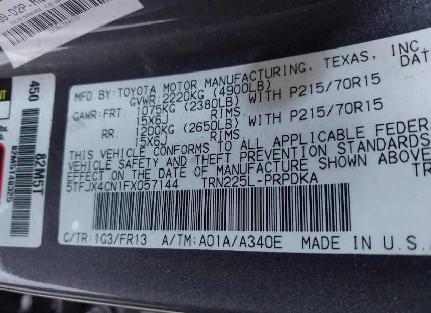 Photo 9 of 2015 Toyota Tacoma (VIN 5TFJX4CN1FX057144)