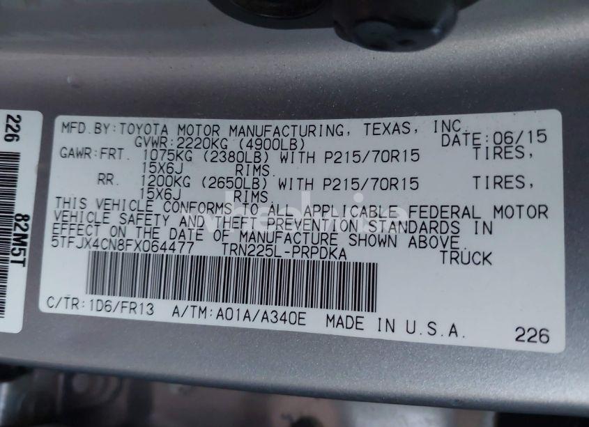 Photo 9 of 2015 Toyota Tacoma (VIN 5TFJX4CN8FX064477)