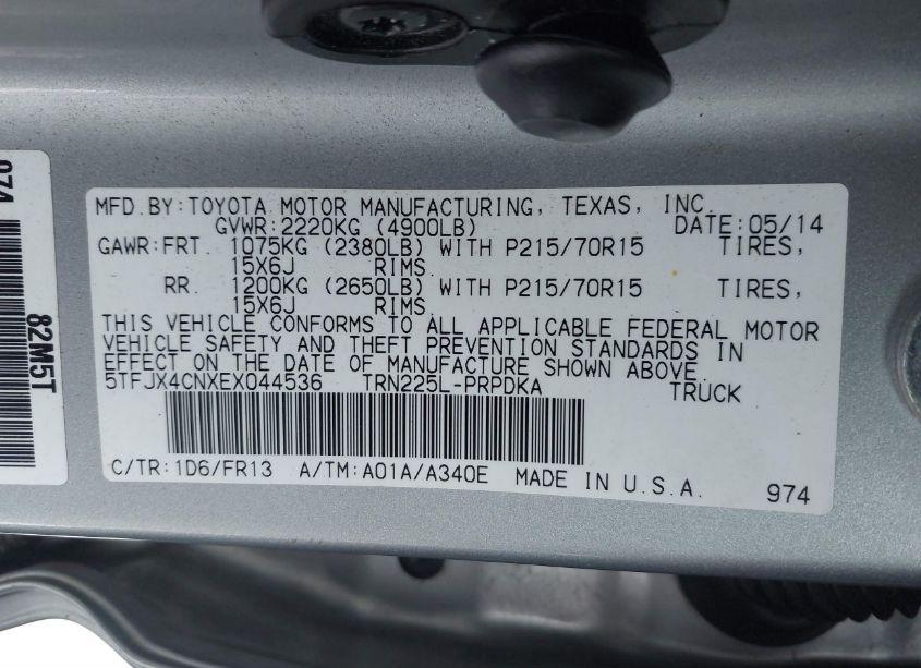 Photo 9 of 2014 Toyota Tacoma (VIN 5TFJX4CNXEX044536)
