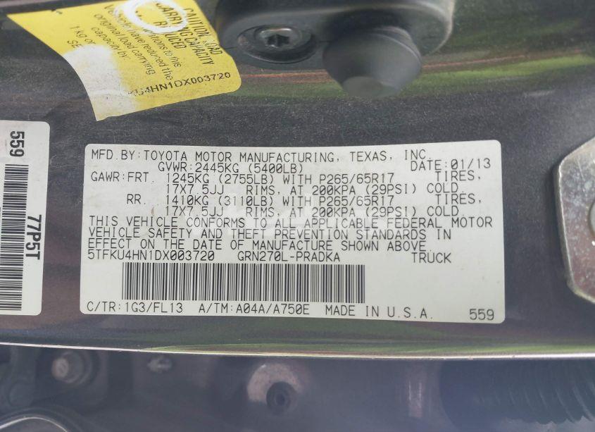 Photo 9 of 2013 Toyota Tacoma DBL CAB PRERUNNER LNG BED (VIN 5TFKU4HN1DX003720)
