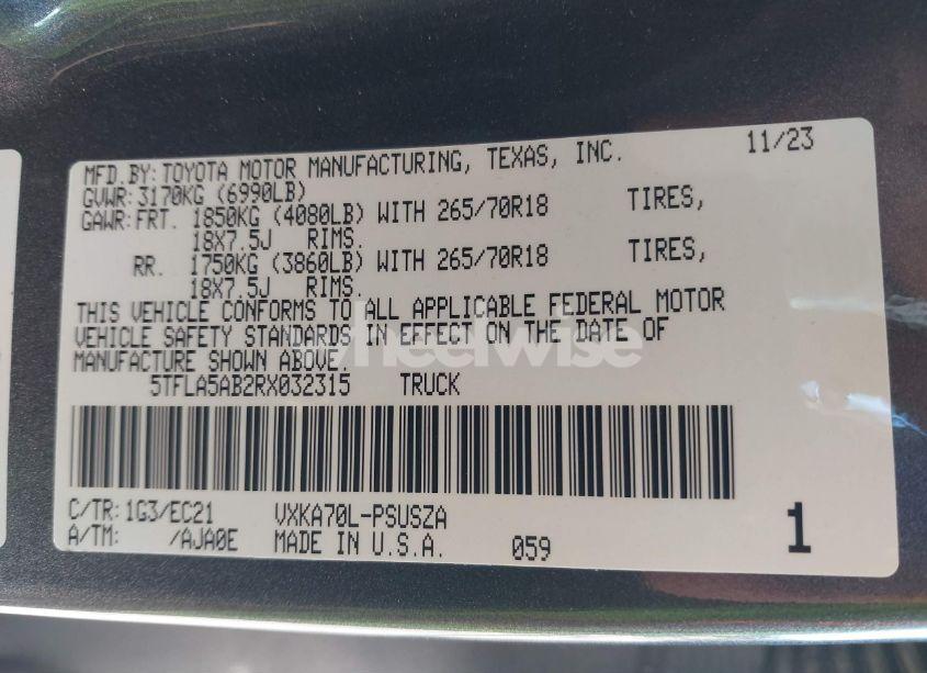 Photo 9 of 2024 Toyota Tundra SR5 (VIN 5TFLA5AB2RX032315)