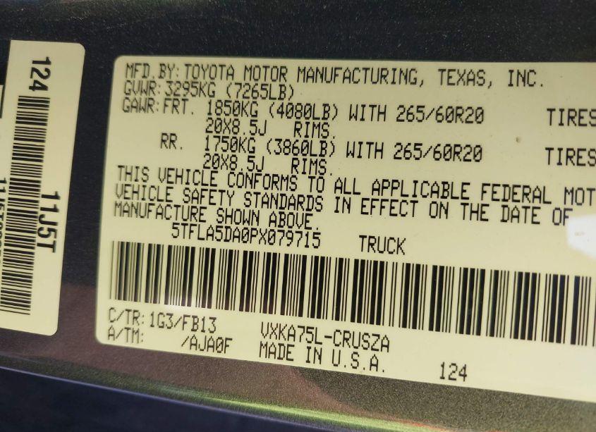 Photo 9 of 2023 Toyota Tundra SR5 (VIN 5TFLA5DA0PX079715)