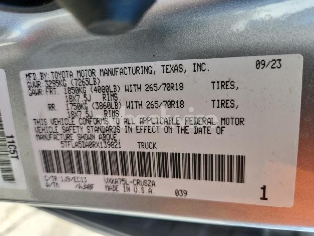 2024 TOYOTA TUNDRA DOUBLE CAB SR (VIN 5TFLA5DA0RX139821) main photo