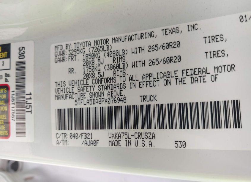 Photo 9 of 2023 Toyota Tundra SR5 (VIN 5TFLA5DA8PX076048)