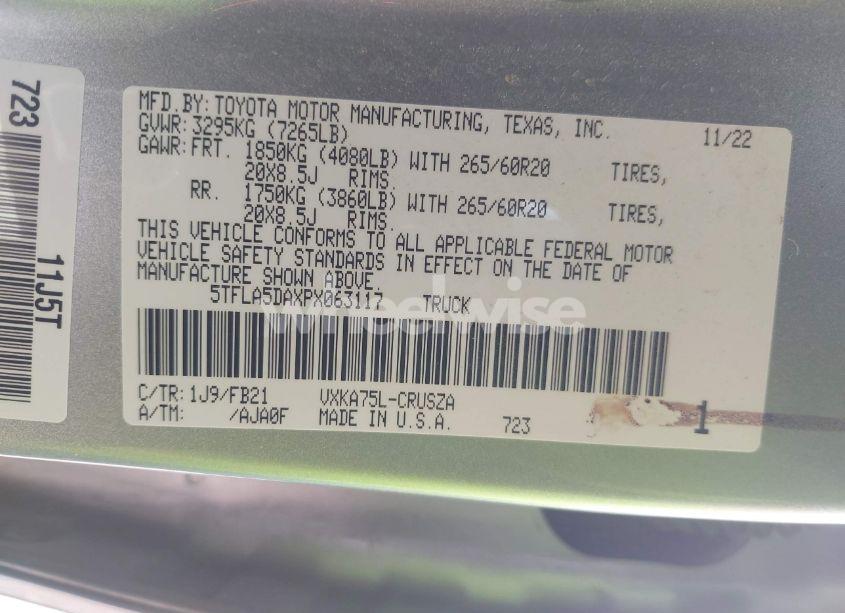 Photo 9 of 2023 Toyota Tundra SR5 (VIN 5TFLA5DAXPX063117)