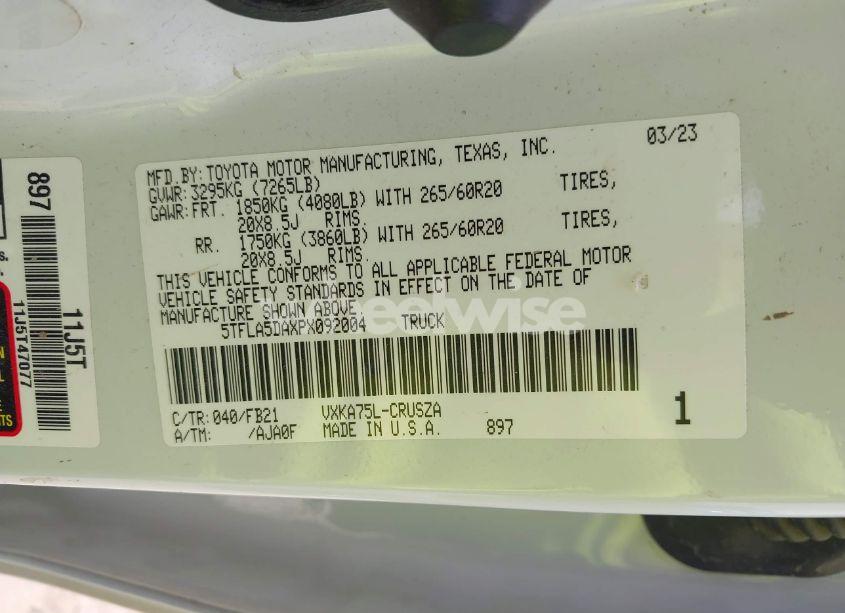 Photo 9 of 2023 Toyota Tundra SR5 (VIN 5TFLA5DAXPX092004)