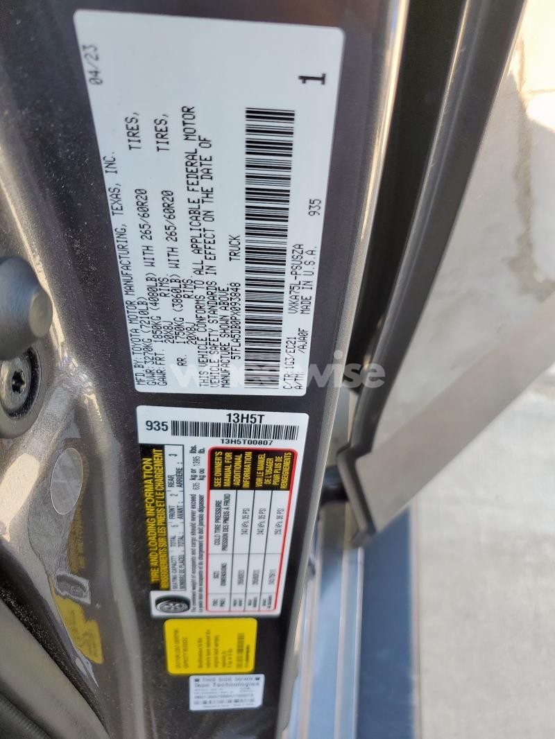 Photo 10 of 2023 TOYOTA TUNDRA CREWMAX SR (VIN 5TFLA5DB0PX093848)