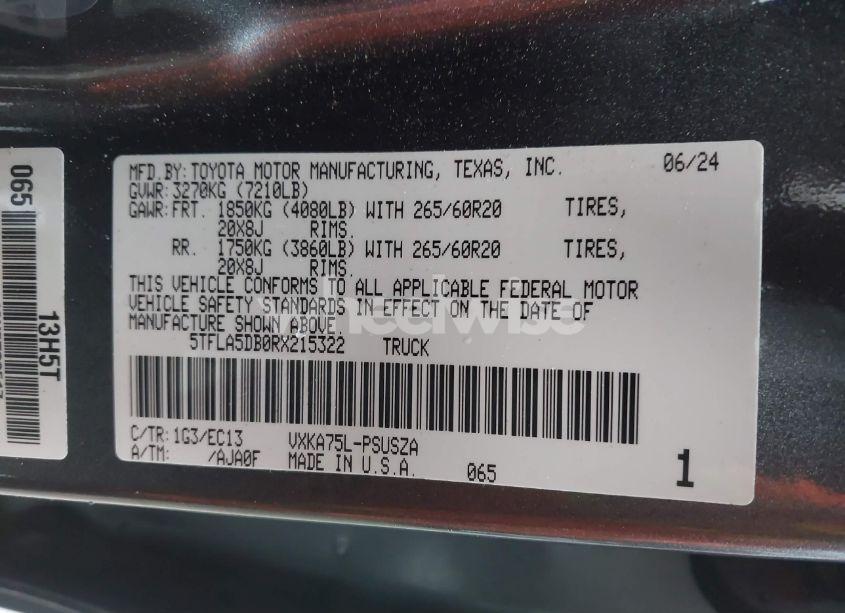 Photo 9 of 2024 Toyota Tundra SR5 (VIN 5TFLA5DB0RX215322)