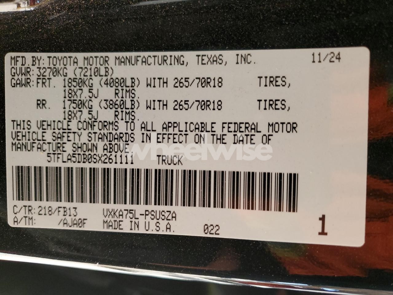 Photo 12 of 2025 TOYOTA TUNDRA CREWMAX SR (VIN 5TFLA5DB0SX261111)