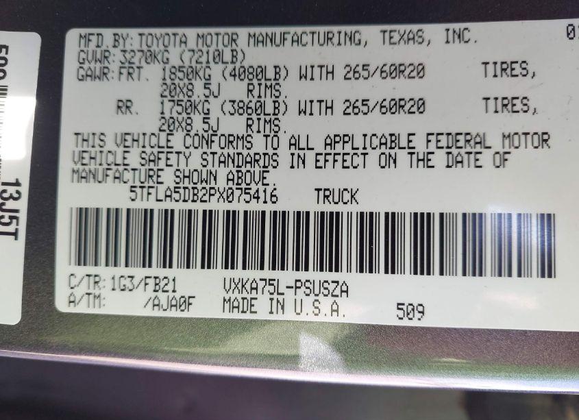 Photo 9 of 2023 Toyota Tundra SR5 (VIN 5TFLA5DB2PX075416)