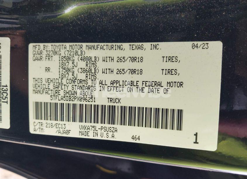 Photo 9 of 2023 Toyota Tundra SR5 (VIN 5TFLA5DB2PX096251)