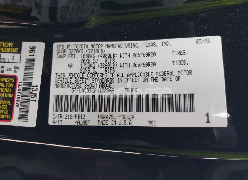 Photo 9 of 2023 Toyota Tundra SR5 (VIN 5TFLA5DB2PX102968)