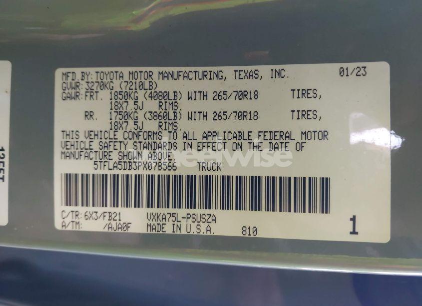 Photo 9 of 2023 Toyota Tundra SR5 (VIN 5TFLA5DB3PX078566)