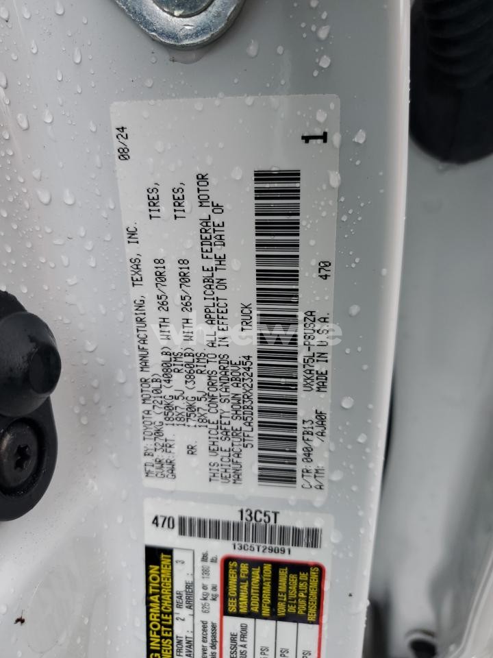 Photo 13 of 2024 TOYOTA TUNDRA CREWMAX SR (VIN 5TFLA5DB3RX232454)