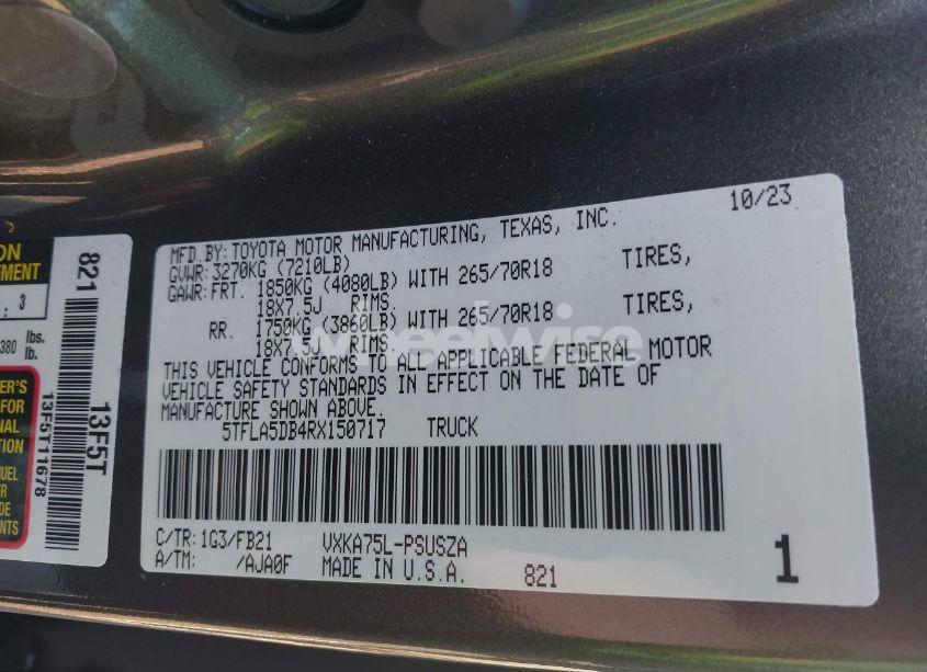 Photo 9 of 2024 Toyota Tundra SR5 (VIN 5TFLA5DB4RX150717)