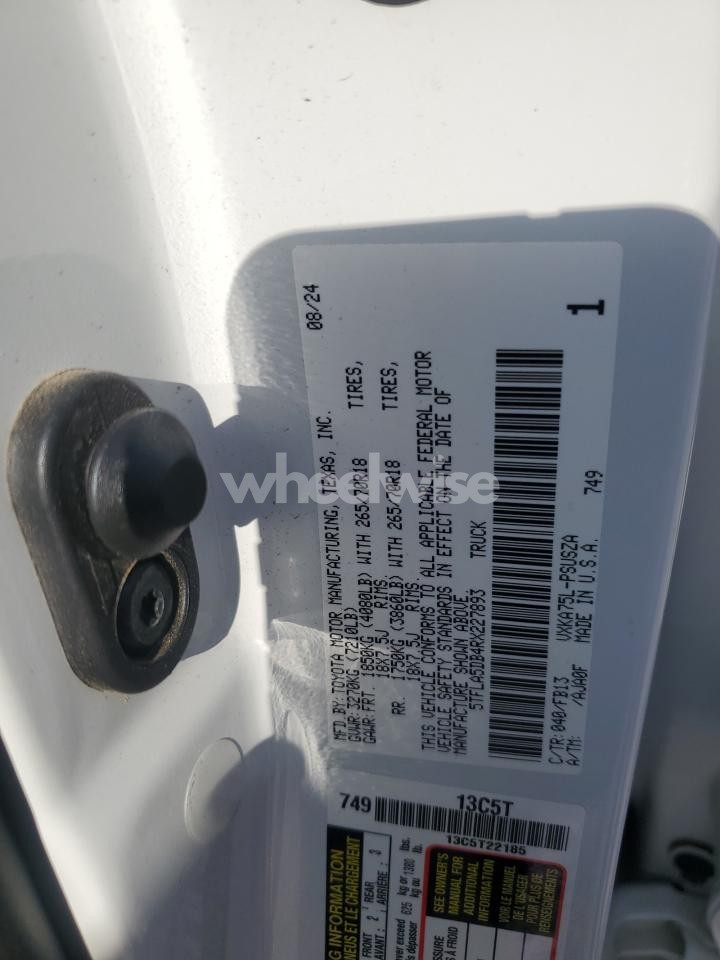 Photo 12 of 2024 TOYOTA TUNDRA CREWMAX SR (VIN 5TFLA5DB4RX227893)