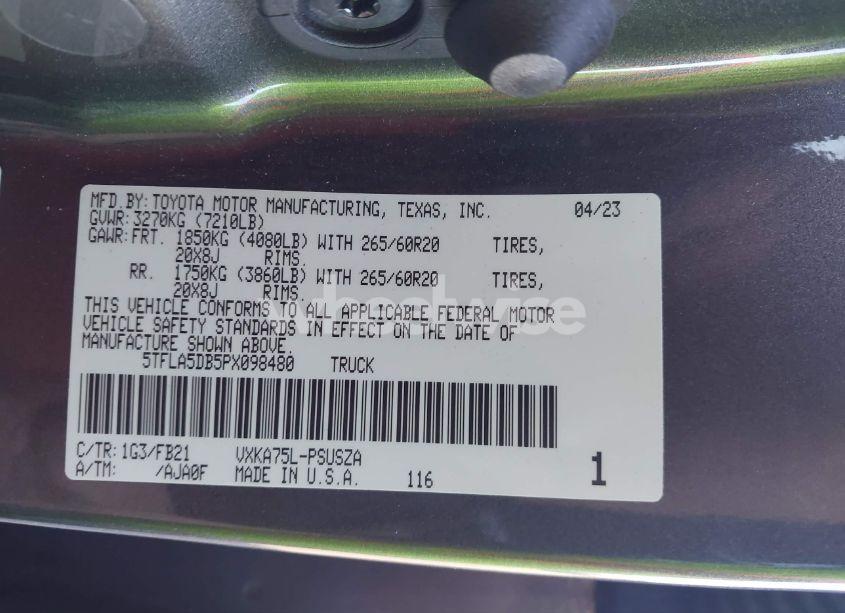 Photo 9 of 2023 Toyota Tundra SR5 (VIN 5TFLA5DB5PX098480)