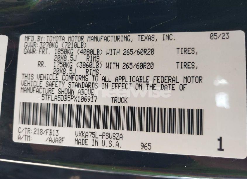 Photo 9 of 2023 Toyota Tundra SR5 (VIN 5TFLA5DB5PX106917)