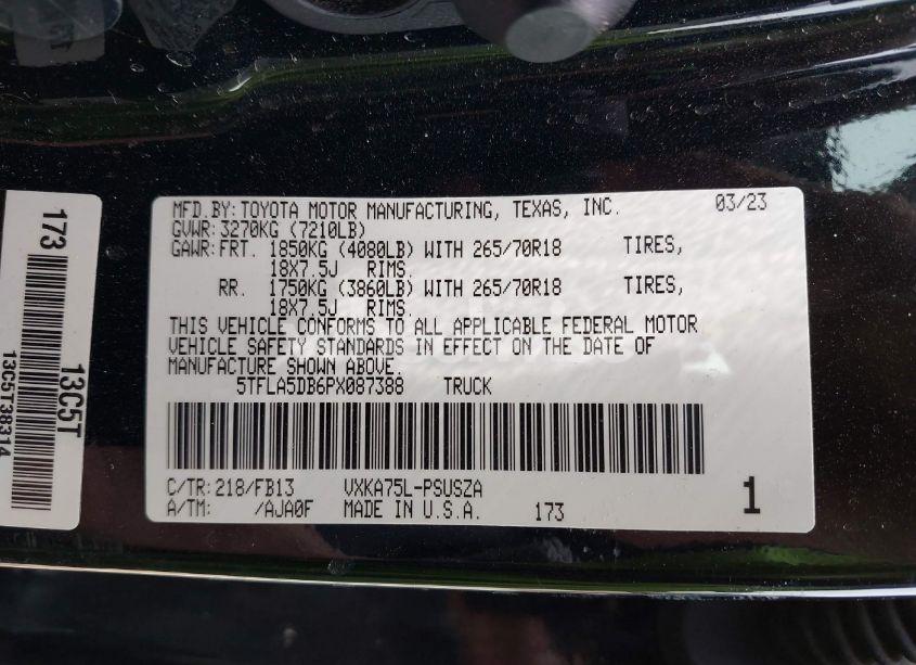 Photo 9 of 2023 Toyota Tundra SR5 (VIN 5TFLA5DB6PX087388)