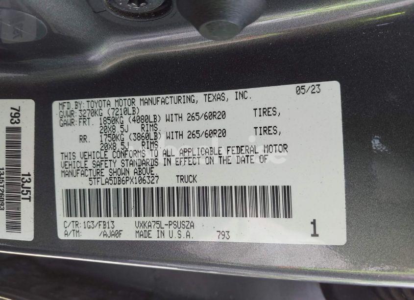 Photo 9 of 2023 Toyota Tundra SR5 (VIN 5TFLA5DB6PX106327)