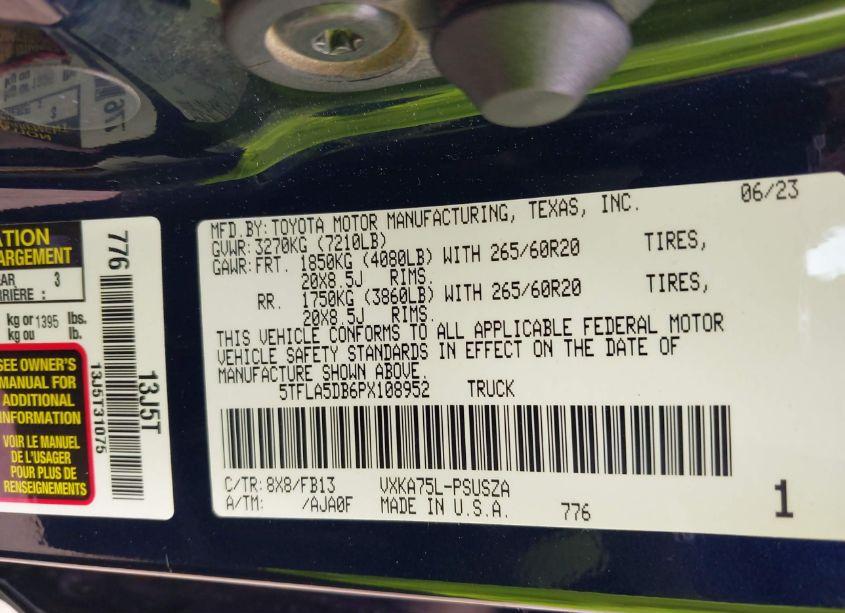 Photo 9 of 2023 Toyota Tundra SR5 (VIN 5TFLA5DB6PX108952)