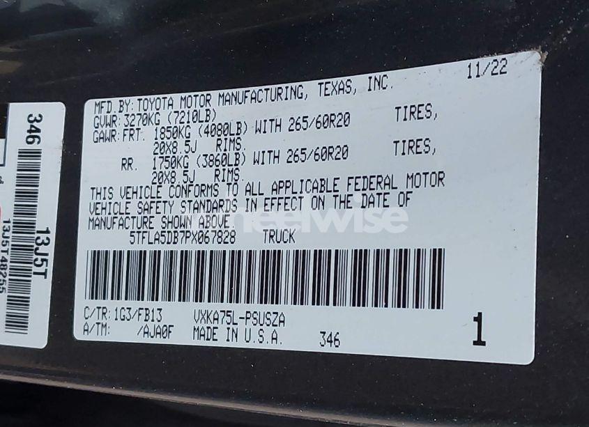 Photo 9 of 2023 Toyota Tundra SR5 (VIN 5TFLA5DB7PX067828)