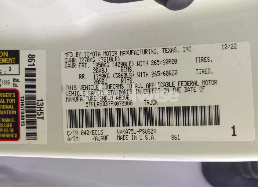 Photo 9 of 2023 Toyota Tundra SR5 (VIN 5TFLA5DB7PX070888)