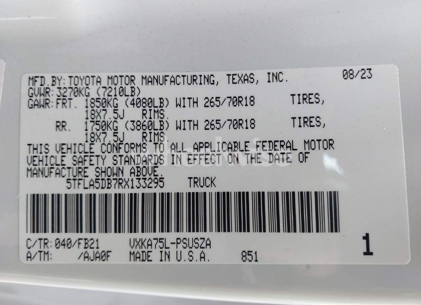 Photo 9 of 2024 Toyota Tundra SR5 (VIN 5TFLA5DB7RX133295)