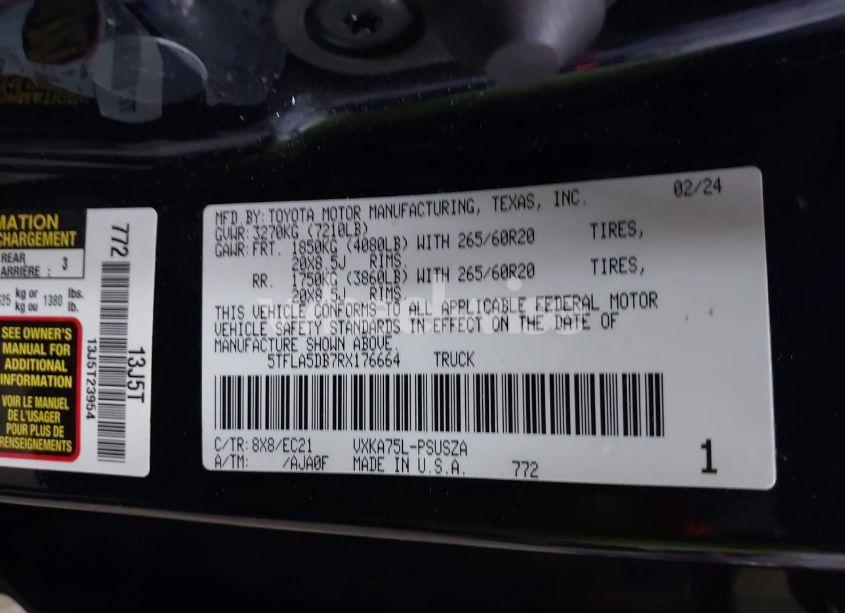 Photo 9 of 2024 Toyota Tundra SR5 (VIN 5TFLA5DB7RX176664)