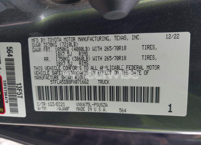 Photo 9 of 2023 Toyota Tundra SR5 (VIN 5TFLA5DB8PX071662)