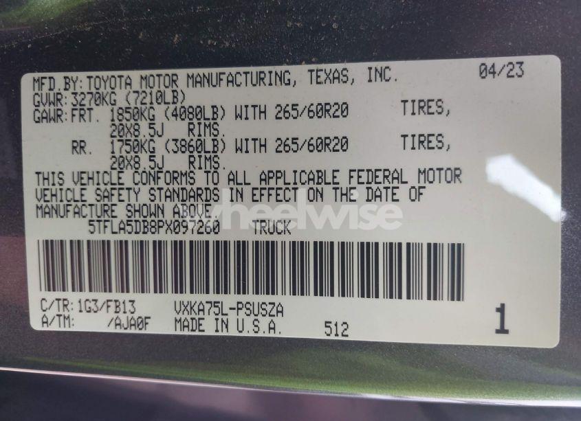 Photo 9 of 2023 Toyota Tundra SR5 (VIN 5TFLA5DB8PX097260)