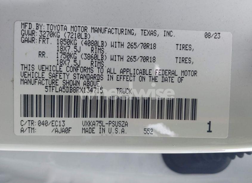 Photo 9 of 2024 Toyota Tundra SR5 4WD (VIN 5TFLA5DB8RX134715)