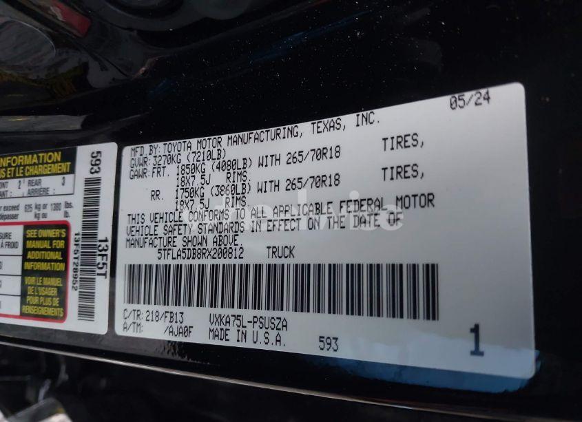 Photo 9 of 2024 Toyota Tundra SR5 (VIN 5TFLA5DB8RX200812)