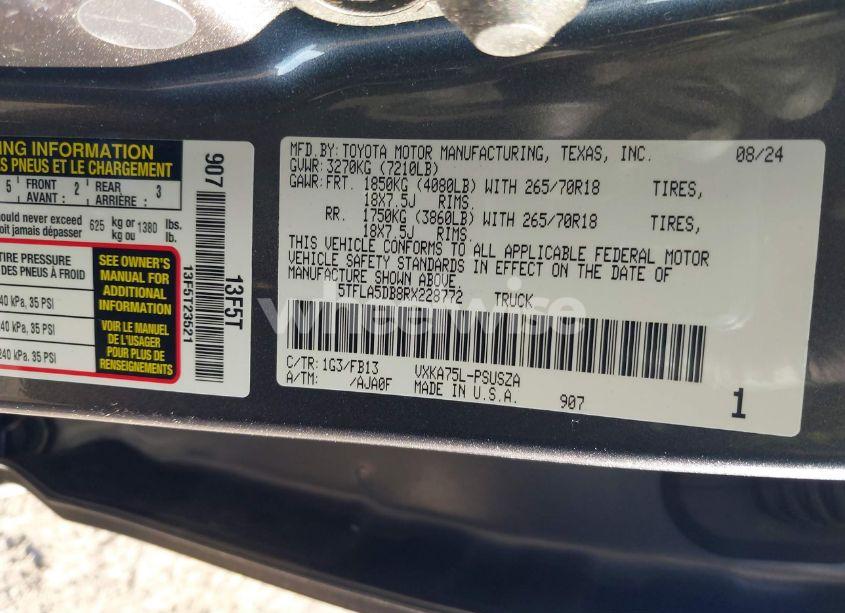 Photo 9 of 2024 Toyota Tundra SR5 (VIN 5TFLA5DB8RX228772)