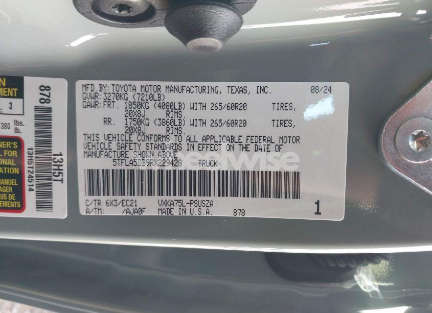 Photo 9 of 2024 Toyota Tundra SR5 (VIN 5TFLA5DB9RX229428)